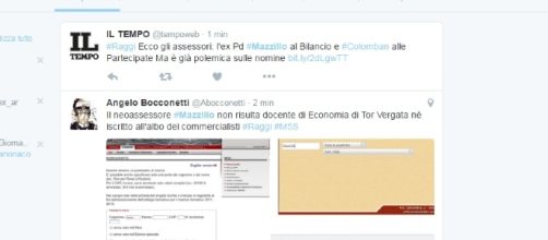 La pagina di Twitter con l’hashtag 'Mazzillo' dedicato al nuovo assessore al Bilancio di Roma