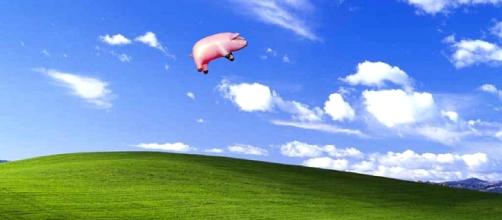 An inflatable pig flew overhead at the Pink Floyd show's launch
