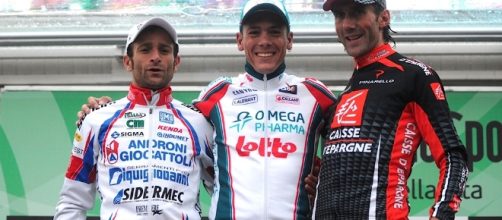 Michele Scarponi sul podio del Giro di Lombardia