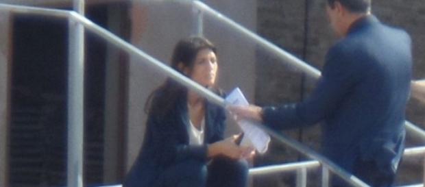 Il sindaco di Roma, Virginia Raggi, sul tetto del Campidoglio. Il sindaco di Roma, Virginia Raggi, sul tetto del Campidoglio.
