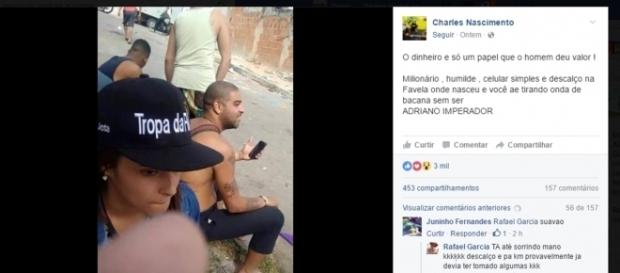 Foto de Adriano viralizou no Facebook Foto de Adriano viralizou no Facebook
