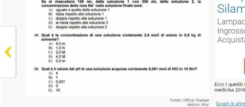 Soluzioni test di medicina 2016.