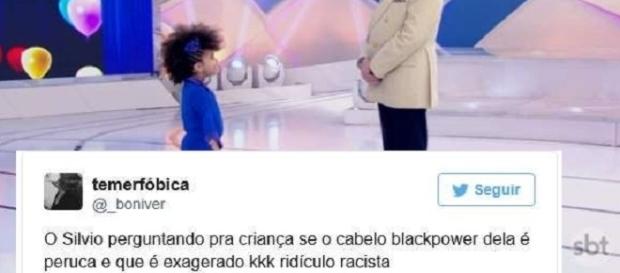 Foto Montagem: Silvio Santos, criança negra e internauta. Foto Montagem: Silvio Santos, criança negra e internauta.