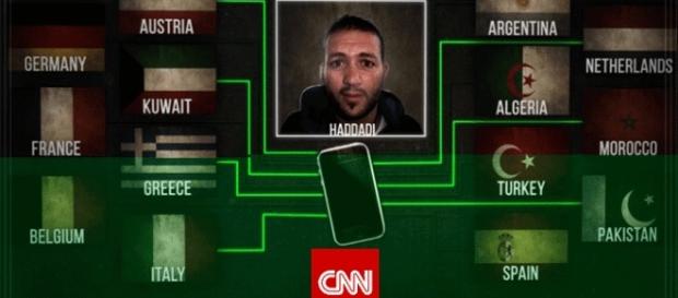 Le portable d'Haddadi a révélé les origines et localisations de ses correspondants (graphique CNN) Le portable d'Haddadi a révélé les origines et localisations de ses correspondants (graphique CNN)