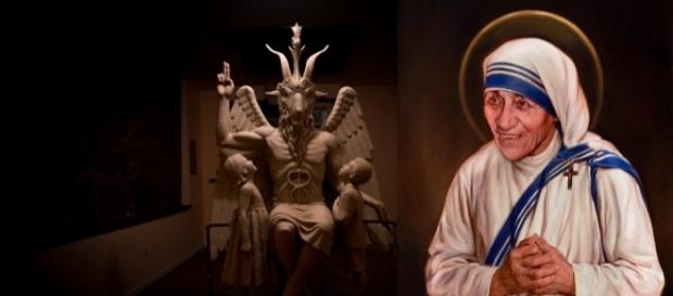 Madre Teresa con escultura de Baphomet Madre Teresa con escultura de Baphomet