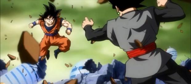 Goku peleando contra Black en la GM10 Goku peleando contra Black en la GM10