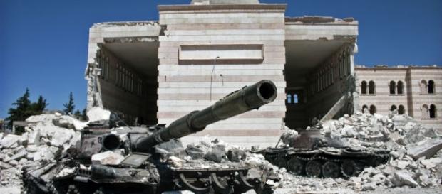 Two tanks destroyed in the Syrian civil war / Photo via Christiaan Triebert, Flickr: Azaz, Syria Two tanks destroyed in the Syrian civil war / Photo via Christiaan Triebert, Flickr: Azaz, Syria