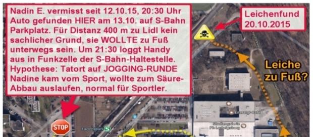 Skizze zum Thema Joggingrunde beim Mordfall Nadine E., Ludwigsburg Skizze zum Thema Joggingrunde beim Mordfall Nadine E., Ludwigsburg