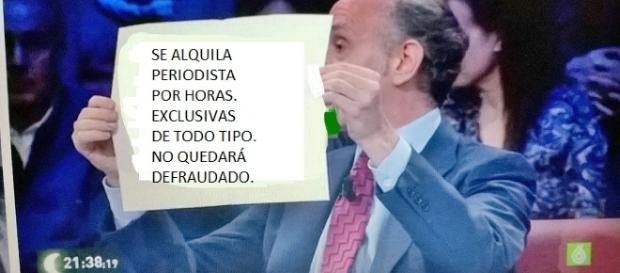 Parodia de una de las costumbres de Eduardo Inda: sus cartelitos repletos de frases pancarteras. Parodia de una de las costumbres de Eduardo Inda: sus cartelitos repletos de frases pancarteras.