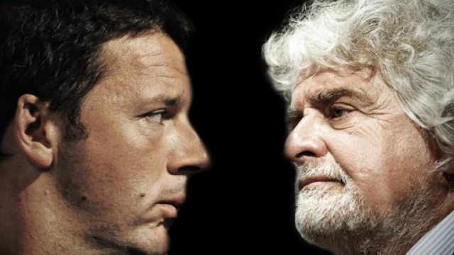 Matteo Renzi e Beppe Grillo in difficoltà