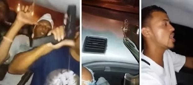Criminosos exibem armas em carro Criminosos exibem armas em carro