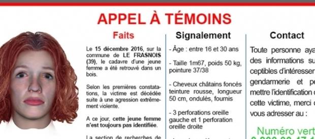 La gendarmerie diffuse un portrait robot 3D de la jeune femme retrouvée morte au Frasnois La gendarmerie diffuse un portrait robot 3D de la jeune femme retrouvée morte au Frasnois