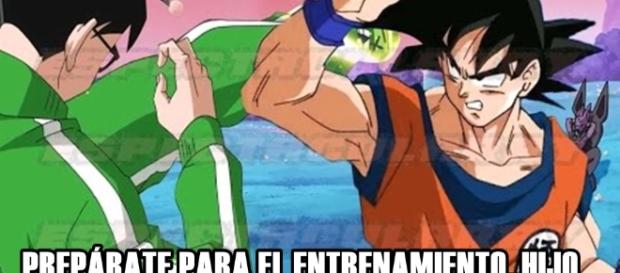 Gokú entrena a su gran hijo Gohan Gokú entrena a su gran hijo Gohan