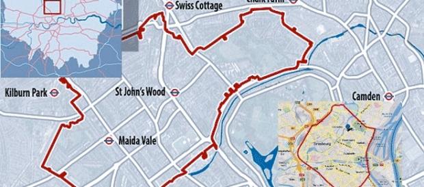 Le second erouv envisagé à Londres ; en insert, celui de Strasbourg (montage Jef T. - Blasting News) Le second erouv envisagé à Londres ; en insert, celui de Strasbourg (montage Jef T. - Blasting News)