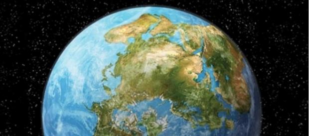 Projeção dos pesquisadores mostra a união das Américas com Europa e Ásia em 250 milhões de anos (Nicole Rager Fuller) Projeção dos pesquisadores mostra a união das Américas com Europa e Ásia em 250 milhões de anos (Nicole Rager Fuller)