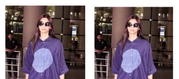 Sonam Kapoor wearing Bhane at the airport Sonam Kapoor wearing Bhane at the airport