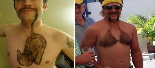 Homens que depilaram o peito com desenhos. Homens que depilaram o peito com desenhos.