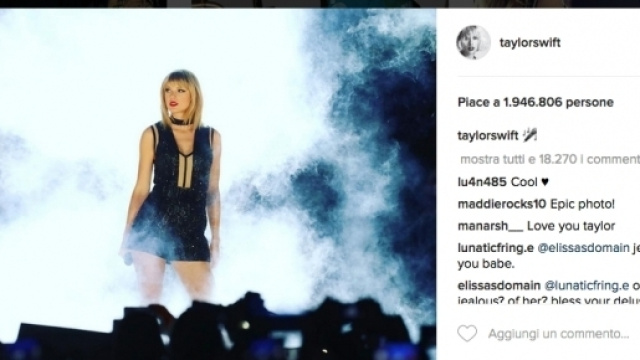 Taylor Swift in concerto Credits: Instagram