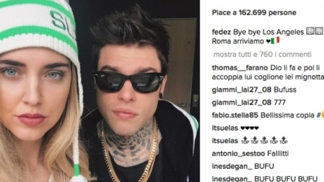 Chiara Ferragni e Fedez insieme a Los Angeles Credits: Instagram