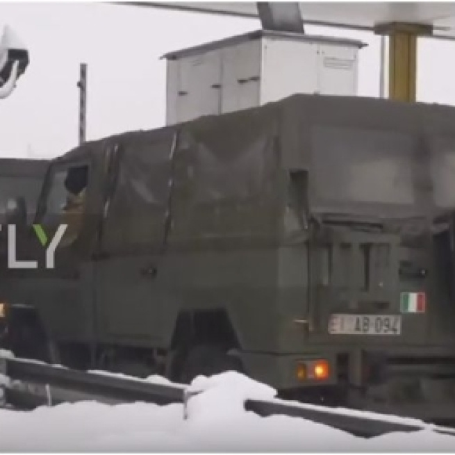Italy earthquakes military respond in snow conditions photo screencap from Ruptly via Youtube