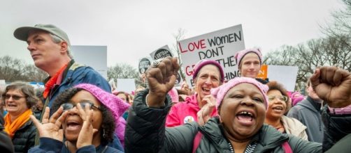 Barbara Cooper and Cynthia Butler, VA., attended the march. January 21, 2017. (Photo: Mary F. Calvert for Yahoo News)
