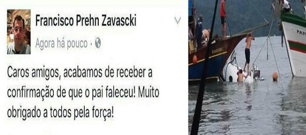 Filho do ministro confirma que Teori estava no avião Filho do ministro confirma que Teori estava no avião