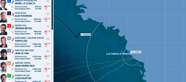 Le point à 15 heures, ce jeudi (pour la carte). Le Cléac'h est attendu beaucoup plus tôt qu'initialement prévu, certainement avant 17 heures Le point à 15 heures, ce jeudi (pour la carte). Le Cléac'h est attendu beaucoup plus tôt qu'initialement prévu, certainement avant 17 heures