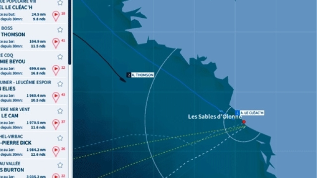 Le point &agrave; 15 heures, ce jeudi (pour la carte). Le Cl&eacute;ac'h est attendu beaucoup plus t&ocirc;t qu'initialement pr&eacute;vu, certainement avant 17 heures