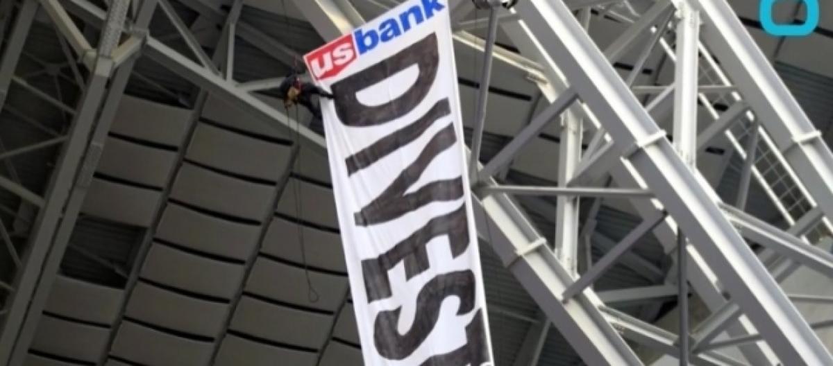 Pipeline Opponents Unfurl Giant Banner During Football Game