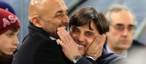 Luciano Spalletti, allenatore della Roma e Vincenzo Montella, allenatore del Milan