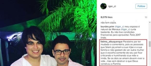 Elogio de seguidora no perfil de Igor no Instagram Elogio de seguidora no perfil de Igor no Instagram