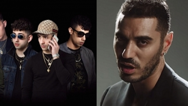 A sinistra la Dark Polo Gang, a destra Marracash