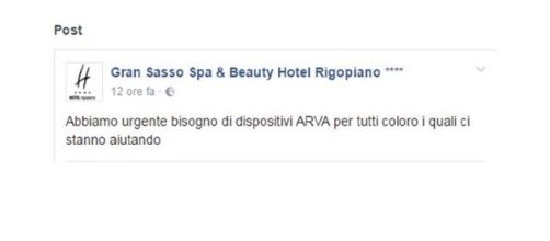 Il misterioso post sulla pagina ufficiale Facebook dell'hotel, a 6 giorni dalla tragedia