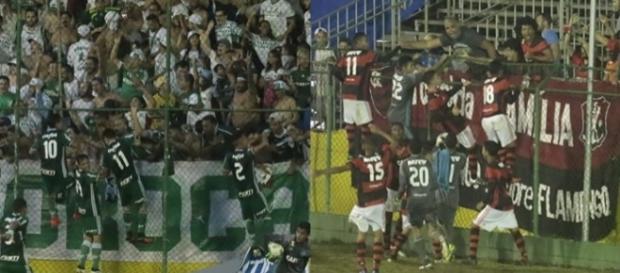 Jogadores das duas equipes correm até seus torcedores para comemorar classificação Jogadores das duas equipes correm até seus torcedores para comemorar classificação