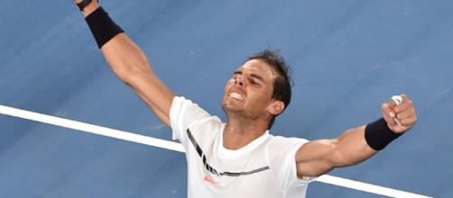 La rage de Rafael Nadal à l'issue de sa victoire sur Gaël Monfils à l'Open d'Australie, le 23 janvier 2017 à Melbourne (AFP/PAUL CROCK )