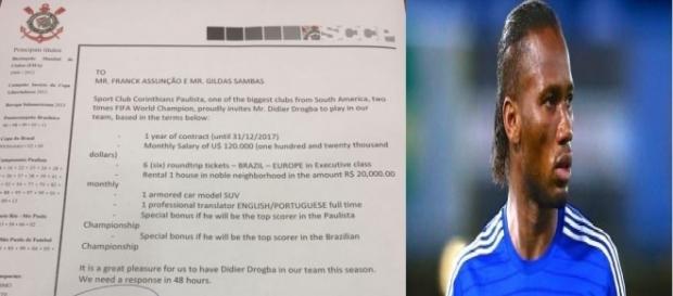 Imagem do documento com a proposta do Corinthians para Drogba Imagem do documento com a proposta do Corinthians para Drogba