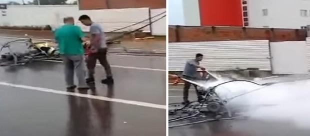 Poste caiu em estrada, na capital Rio Branco Poste caiu em estrada, na capital Rio Branco