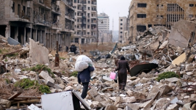 Una immagine simbolo della distruzione di una guerra tragica