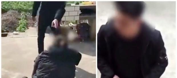 Homem obrigou amante da namorado a se ajoelhar Homem obrigou amante da namorado a se ajoelhar