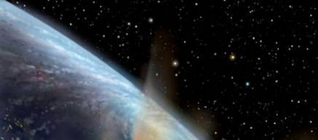 Impact d'un météorite sur Terre _ Illustration de David A. Hardy Impact d'un météorite sur Terre _ Illustration de David A. Hardy