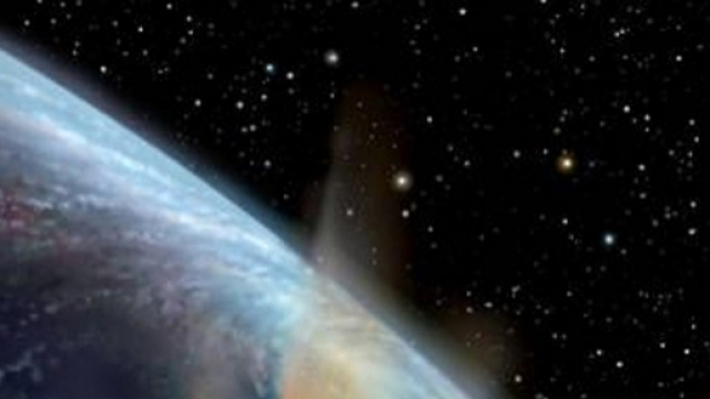 Impact d'un météorite sur Terre _ Illustration de David A. Hardy