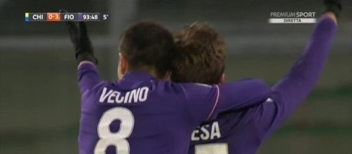 Federico Chiesa festeggia il primo goal in Serie A