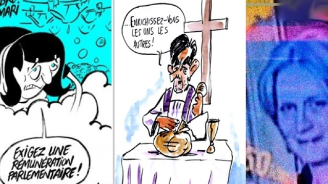Les caricaturistes peinent encore un peu à traiter le Penelopegate, mais Charlie (à g.) réagit déjà