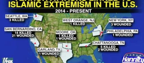 Extremist attacks in USA. Photo from Blasting news support.