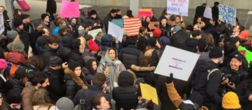 Donald Trump protest in JFK, via Twitter