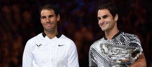 Rafa et Roger après avoir marqué l'histoire. Rafa et Roger après avoir marqué l'histoire.