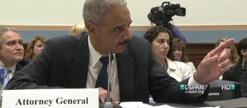 Eric Holder on Capital Hill getting grilled. YouTube (C-Span-screencap)