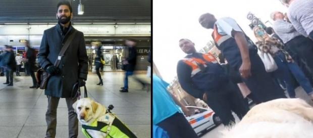 Amit Patel filma as situações pelas quais ele e Kika, sua cadela-guia, têm que passar quando usam o transporte público londrino Amit Patel filma as situações pelas quais ele e Kika, sua cadela-guia, têm que passar quando usam o transporte público londrino