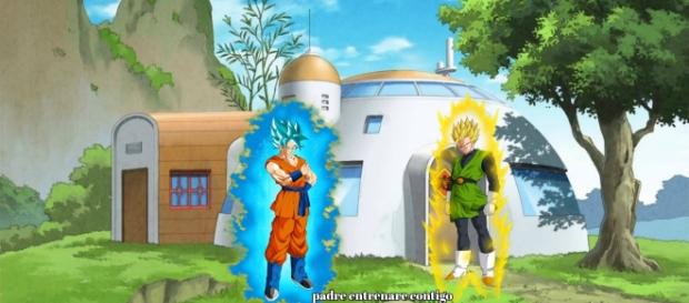 Goku se enfrenta a Gohan en la casa de Milk Goku se enfrenta a Gohan en la casa de Milk