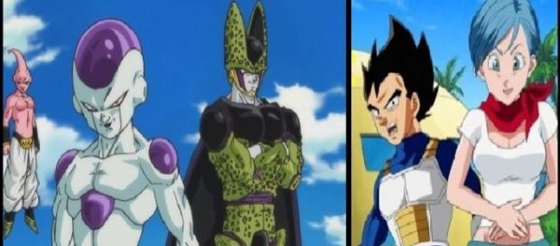Freezer, Cell y Majin Boo en acción Freezer, Cell y Majin Boo en acción